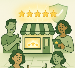 people showing trust and rating people-trusting-business-rating-5star